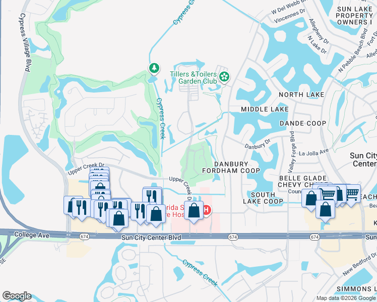 map of restaurants, bars, coffee shops, grocery stores, and more near 800 Freedom Plaza Circle in Sun City Center