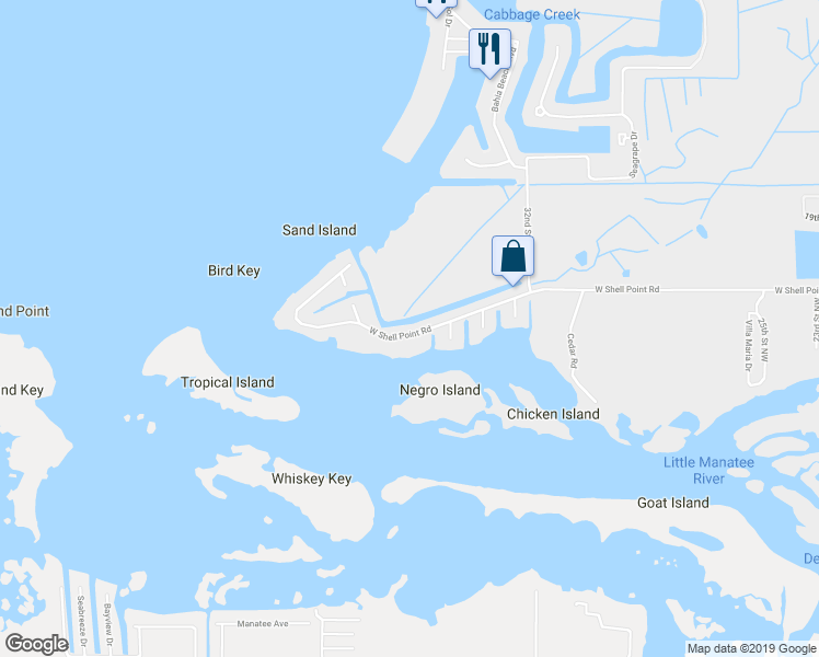 map of restaurants, bars, coffee shops, grocery stores, and more near 3307 West Shell Point Road in Ruskin