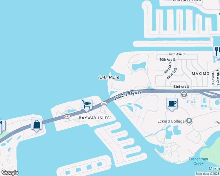 map of restaurants, bars, coffee shops, grocery stores, and more near 4850 Osprey Drive South in St. Petersburg