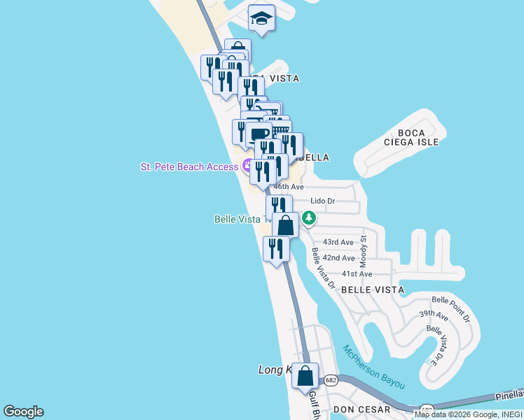 map of restaurants, bars, coffee shops, grocery stores, and more near 4506 Florida 699 in St. Pete Beach