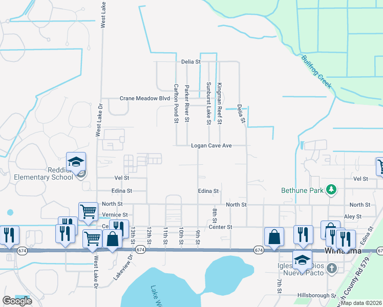 map of restaurants, bars, coffee shops, grocery stores, and more near 101 9th Street in Wimauma