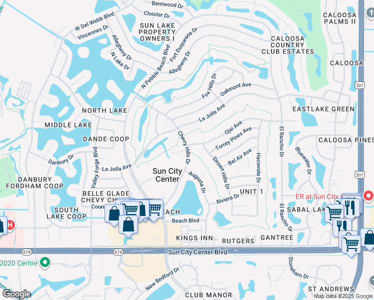 map of restaurants, bars, coffee shops, grocery stores, and more near 1202 Cherry Hills Drive in Sun City Center