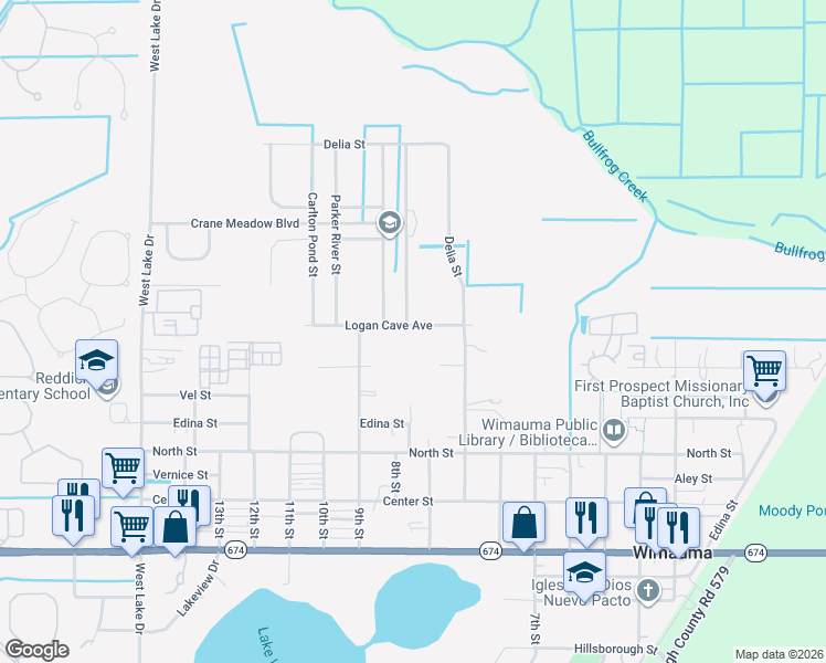 map of restaurants, bars, coffee shops, grocery stores, and more near 5509 Logan Cave Avenue in Wimauma