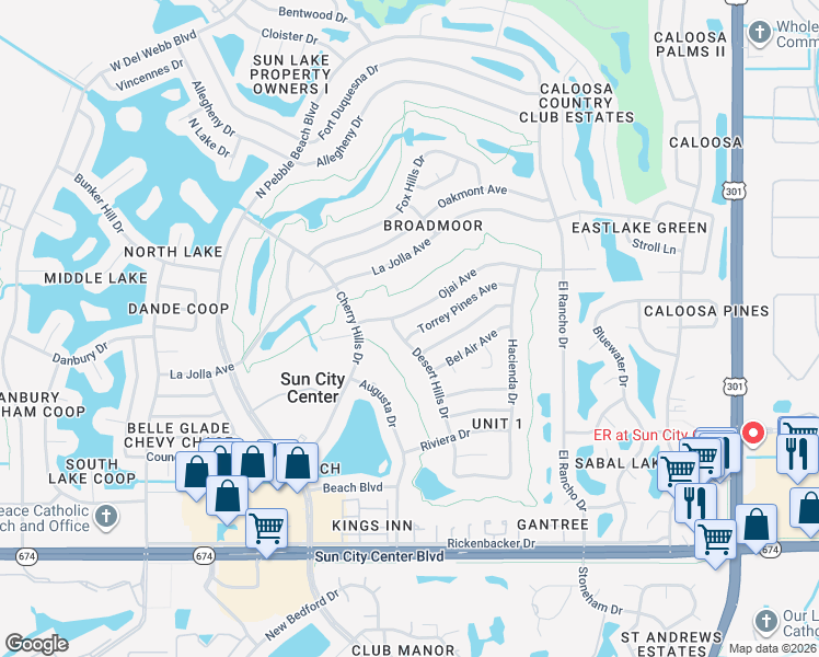 map of restaurants, bars, coffee shops, grocery stores, and more near 1506 Desert Hills Drive in Sun City Center