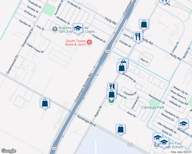 map of restaurants, bars, coffee shops, grocery stores, and more near Crosstown Access Road in CORP CHRISTI