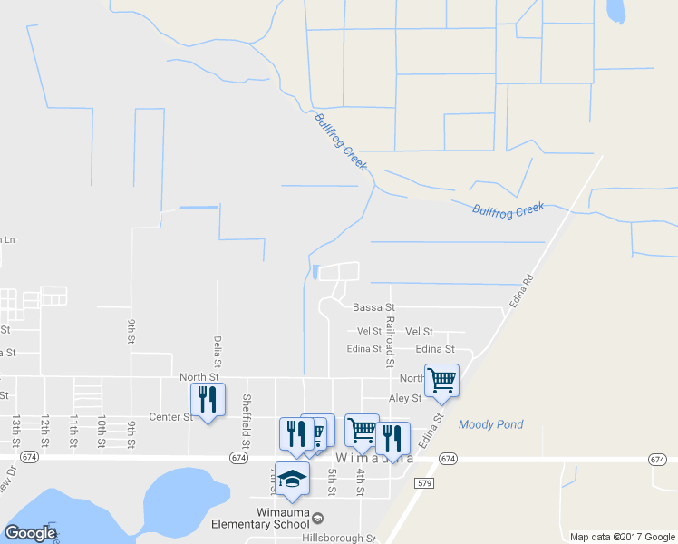 map of restaurants, bars, coffee shops, grocery stores, and more near 5741 Newmauma Park Drive in Wimauma