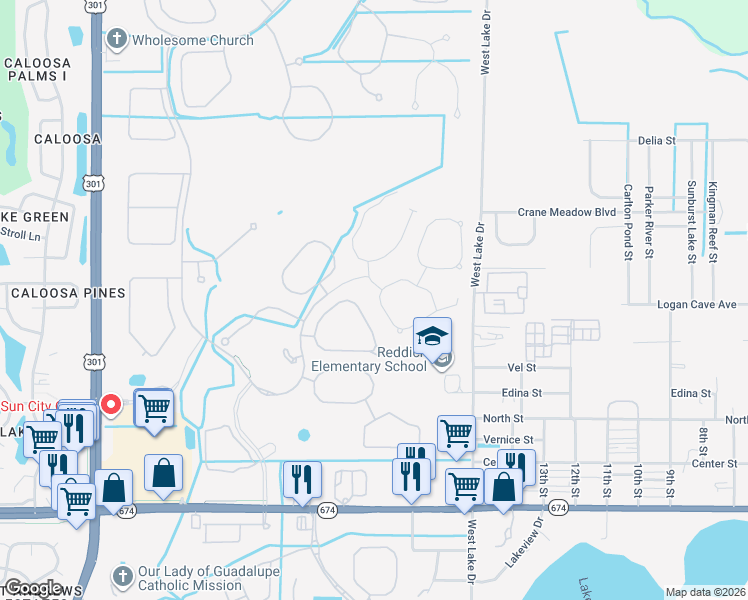 map of restaurants, bars, coffee shops, grocery stores, and more near 16407 Little Garden Drive in Wimauma