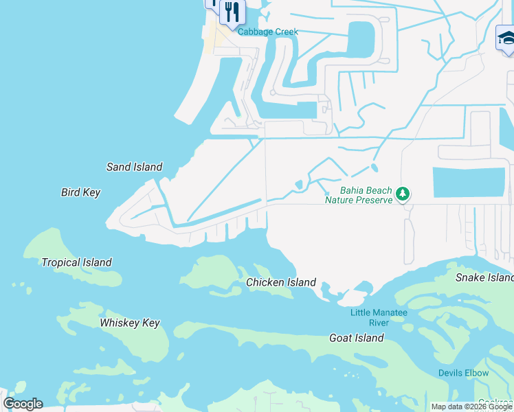 map of restaurants, bars, coffee shops, grocery stores, and more near 106 Janie Street in Ruskin