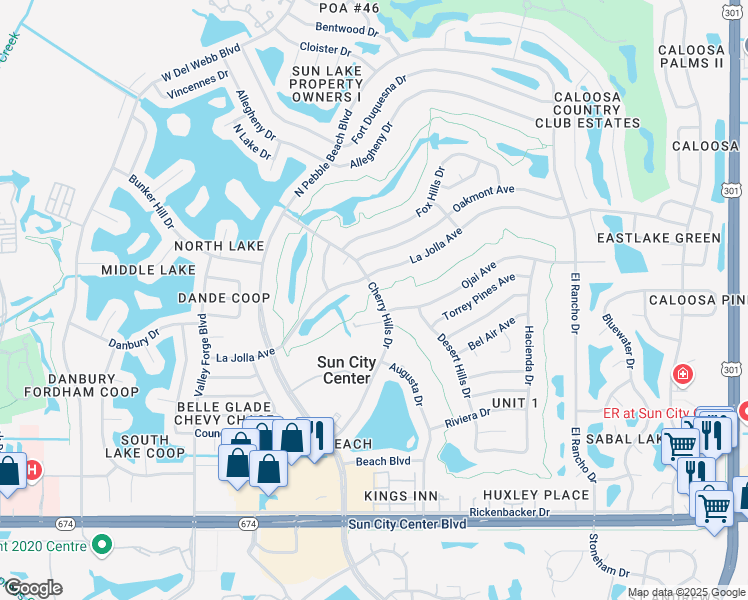 map of restaurants, bars, coffee shops, grocery stores, and more near 1202 Cherry Hills Drive in Sun City Center