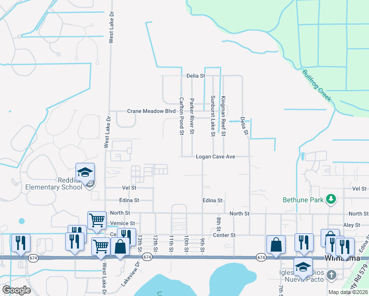 map of restaurants, bars, coffee shops, grocery stores, and more near 5433 Palm Dunes Court in Wimauma