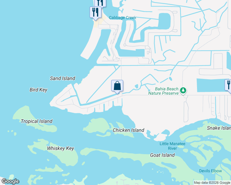 map of restaurants, bars, coffee shops, grocery stores, and more near 301 32nd Street Northwest in Ruskin