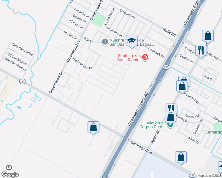 map of restaurants, bars, coffee shops, grocery stores, and more near 6137 Ayers Street in Corpus Christi