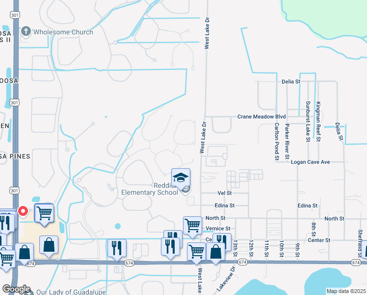 map of restaurants, bars, coffee shops, grocery stores, and more near 16473 Little Garden Drive in Wimauma