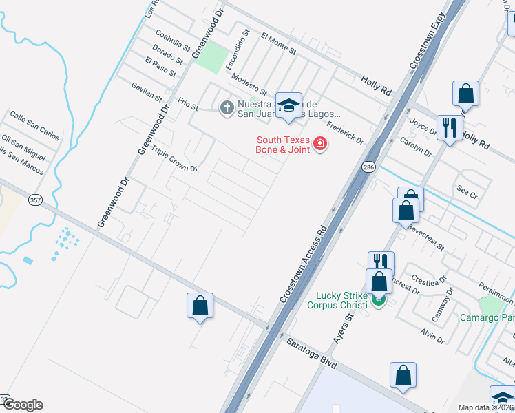 map of restaurants, bars, coffee shops, grocery stores, and more near 6137 Ayers Street in Corpus Christi