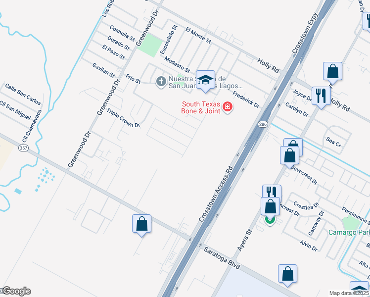 map of restaurants, bars, coffee shops, grocery stores, and more near Crosstown Access Road in Corpus Christi