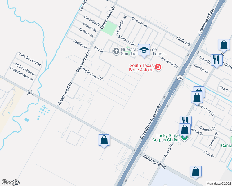 map of restaurants, bars, coffee shops, grocery stores, and more near 1869 Citation Drive in CORP CHRISTI