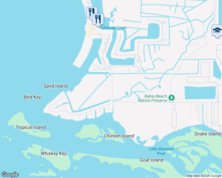 map of restaurants, bars, coffee shops, grocery stores, and more near 301 32nd Street Northwest in Ruskin