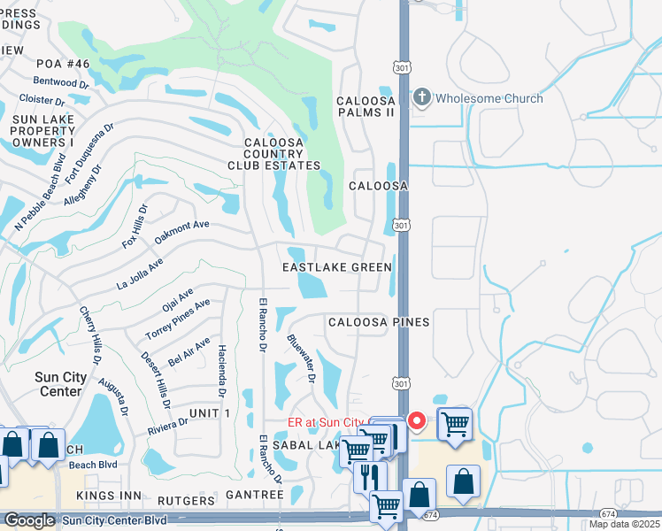 map of restaurants, bars, coffee shops, grocery stores, and more near 313 Stroll Lane in Sun City Center