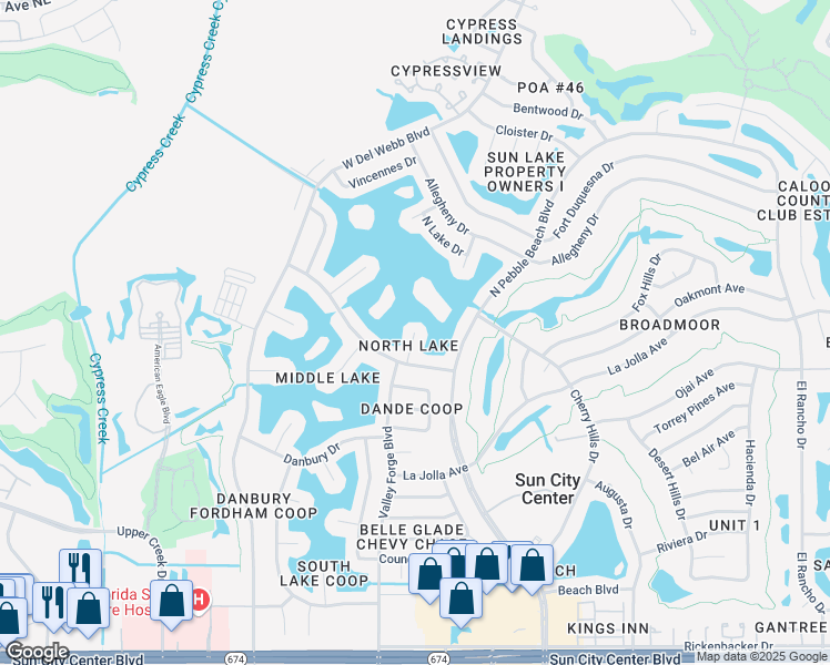map of restaurants, bars, coffee shops, grocery stores, and more near 1407 Brattleboro Circle in Sun City Center