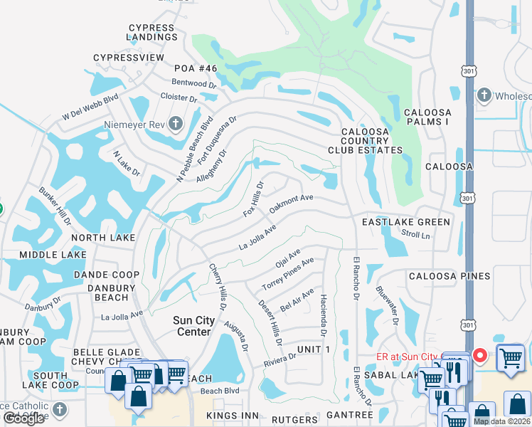 map of restaurants, bars, coffee shops, grocery stores, and more near 641 Oakmont Avenue in Sun City Center