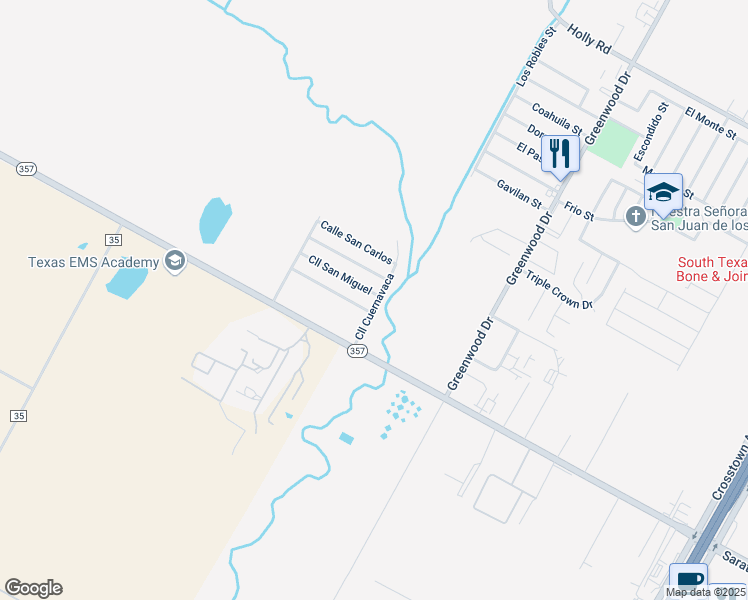 map of restaurants, bars, coffee shops, grocery stores, and more near 1346 Calle San Miguel in Corpus Christi