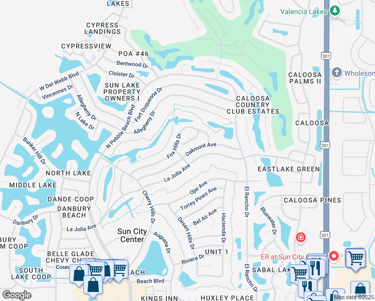 map of restaurants, bars, coffee shops, grocery stores, and more near 641 Oakmont Avenue in Sun City Center
