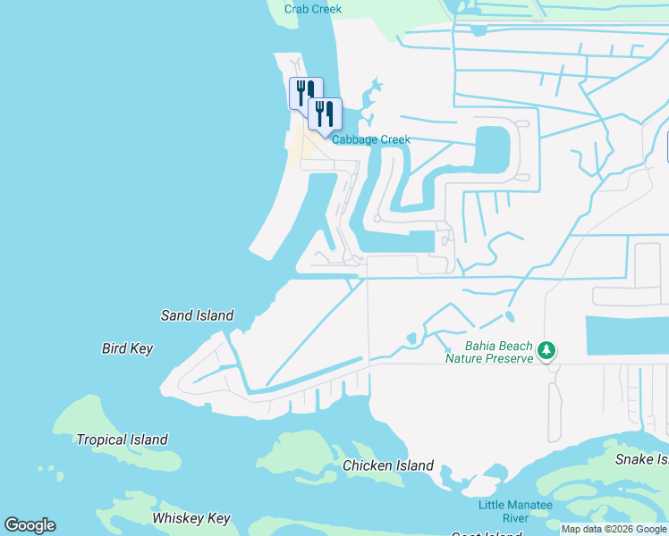 map of restaurants, bars, coffee shops, grocery stores, and more near 3258 Mangrove Point Drive in Ruskin