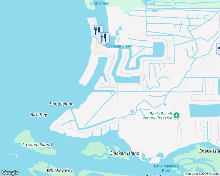 map of restaurants, bars, coffee shops, grocery stores, and more near 3206 Mangrove Point Drive in Ruskin