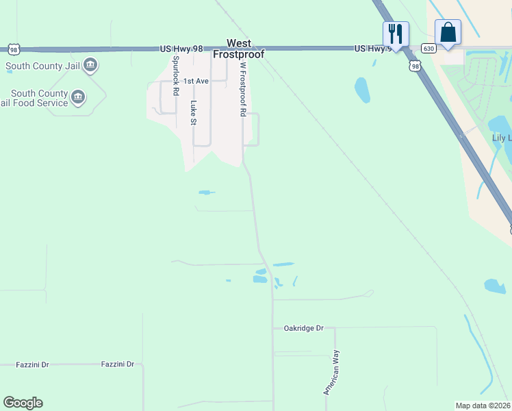 map of restaurants, bars, coffee shops, grocery stores, and more near 700 West Frostproof Road in Frostproof