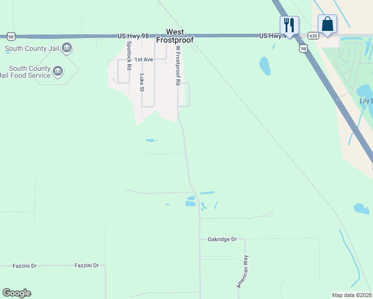 map of restaurants, bars, coffee shops, grocery stores, and more near 700 West Frostproof Road in Frostproof