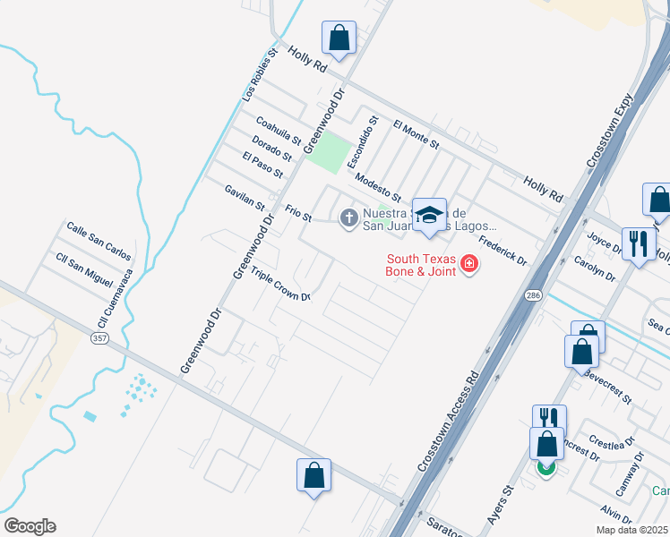 map of restaurants, bars, coffee shops, grocery stores, and more near 1758 Triple Crown Drive in Corpus Christi