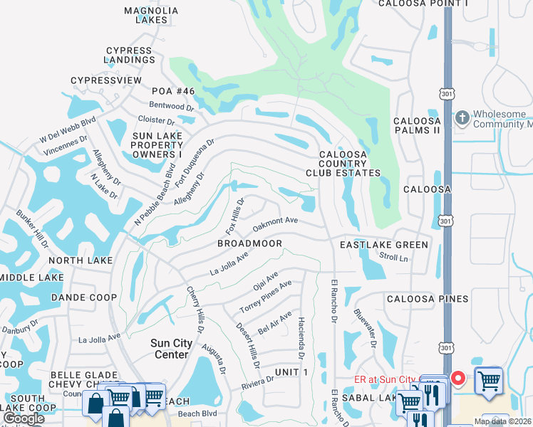 map of restaurants, bars, coffee shops, grocery stores, and more near 609 Fox Hills Drive in Sun City Center