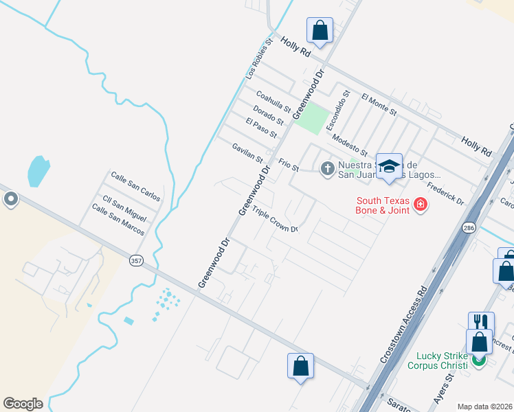 map of restaurants, bars, coffee shops, grocery stores, and more near 1529 Days End Drive in Corpus Christi