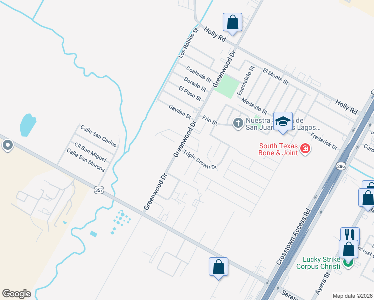 map of restaurants, bars, coffee shops, grocery stores, and more near 1529 Days End Drive in Corpus Christi