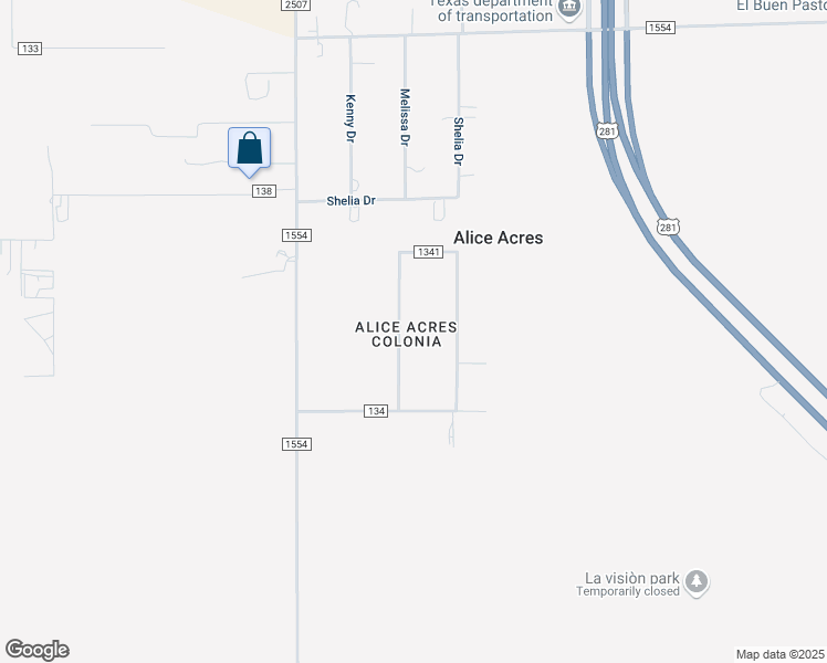map of restaurants, bars, coffee shops, grocery stores, and more near 200 County Road 1341 in Alice
