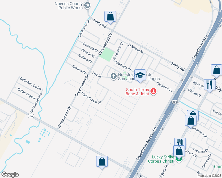 map of restaurants, bars, coffee shops, grocery stores, and more near 1826 Kentucky Derby Drive in Corpus Christi