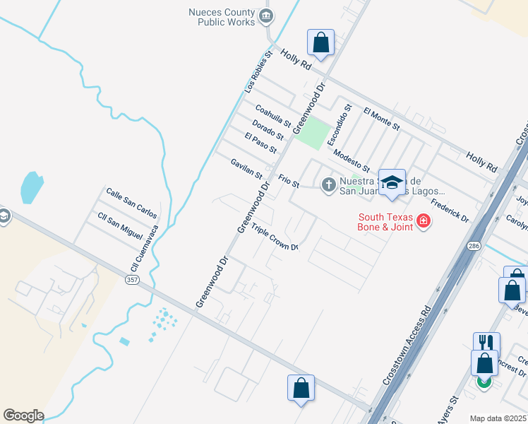 map of restaurants, bars, coffee shops, grocery stores, and more near 6102 Greenwood Drive in Corpus Christi