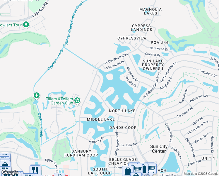 map of restaurants, bars, coffee shops, grocery stores, and more near 1414 Nashua Circle in Sun City Center