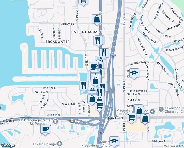 map of restaurants, bars, coffee shops, grocery stores, and more near in Saint Petersburg
