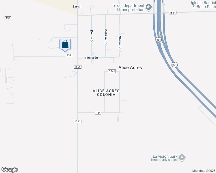 map of restaurants, bars, coffee shops, grocery stores, and more near 200 County Road 1341 in Alice