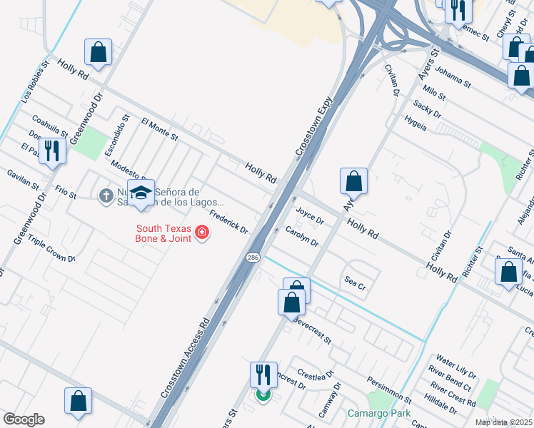 map of restaurants, bars, coffee shops, grocery stores, and more near 2226 Carolyn Drive in Corpus Christi