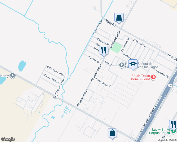 map of restaurants, bars, coffee shops, grocery stores, and more near 1501 Days End Drive in Corpus Christi