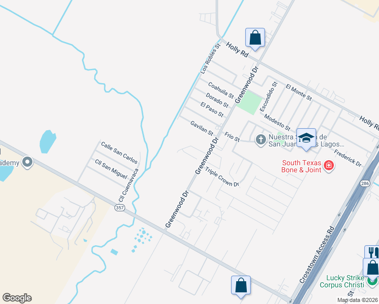 map of restaurants, bars, coffee shops, grocery stores, and more near 1501 Days End Drive in Corpus Christi