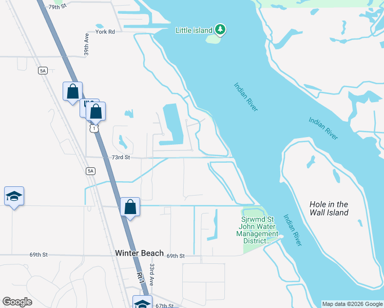 map of restaurants, bars, coffee shops, grocery stores, and more near 3085 73rd Place in Vero Beach