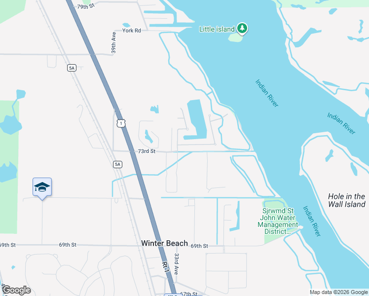 map of restaurants, bars, coffee shops, grocery stores, and more near 3285 73rd Place in Vero Beach