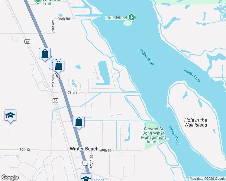 map of restaurants, bars, coffee shops, grocery stores, and more near 3085 73rd Place in Vero Beach