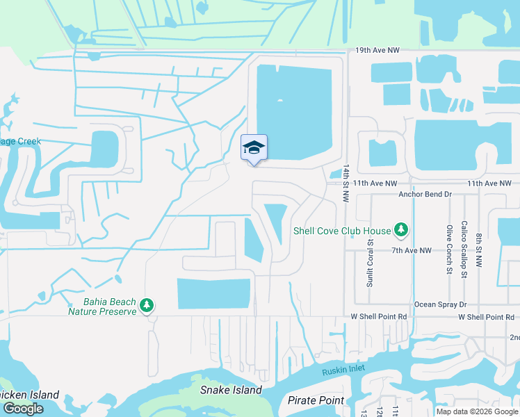 map of restaurants, bars, coffee shops, grocery stores, and more near 1716 Bonita Bluff Court in Ruskin