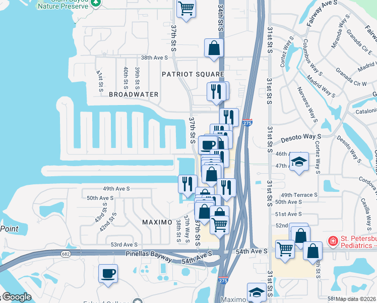 map of restaurants, bars, coffee shops, grocery stores, and more near in Saint Petersburg