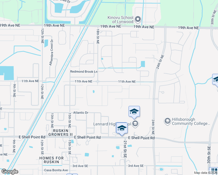map of restaurants, bars, coffee shops, grocery stores, and more near 1908 Broad Winged Hawk Drive in Ruskin