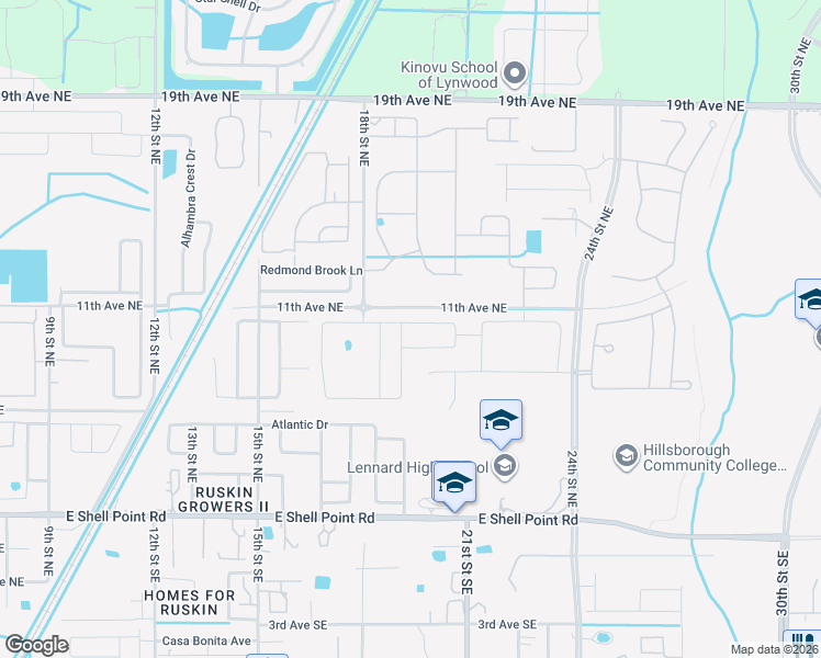 map of restaurants, bars, coffee shops, grocery stores, and more near 1905 Broad Winged Hawk Drive in Ruskin